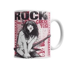 Baskı Dükkanı KB3072 Grrrl Riot Rock Müzik Porselen Kupa Bardak