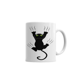 Baskı Dükkanı KB3084 Gato Preto Cat Kedi Porselen Kupa Bardak