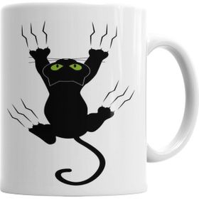Baskı Dükkanı KB3084 Gato Preto Cat Kedi Porselen Kupa Bardak