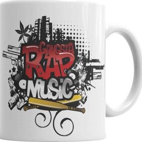 Baskı Dükkanı KB3093 Gangsta Rap Music Müzik Porselen Kupa Bardak