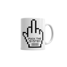 Baskı Dükkanı KB3100 Fuuck The System Porselen Kupa Bardak