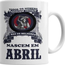 Baskı Dükkanı KB3110 Os Melhores Nascem Em Abril Estampa Azul Porselen Kupa Bardak