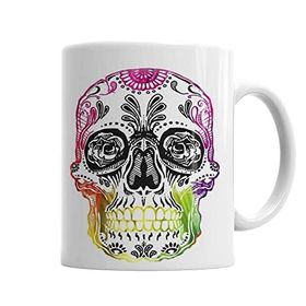 Baskı Dükkanı KB3161 Mexicana Psicodelica Skull Kuru Kafa Porselen Kupa Bardak
