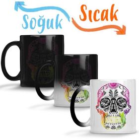 Baskı Dükkanı KB3162 Mexicana Psicodelica Skull Kuru Kafa Porselen Kupa Bardak