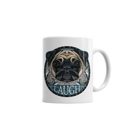 Baskı Dükkanı KB3196 Laugh Pug Köpek Porselen Kupa Bardak