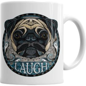 Baskı Dükkanı KB3196 Laugh Pug Köpek Porselen Kupa Bardak