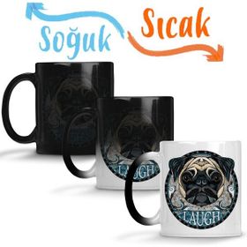 Baskı Dükkanı KB3196 Laugh Pug Köpek Porselen Kupa Bardak