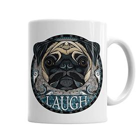 Baskı Dükkanı KB3196 Laugh Pug Köpek Porselen Kupa Bardak