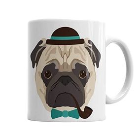 Baskı Dükkanı KB3274 Pug Perfil Köpek Porselen Kupa Bardak
