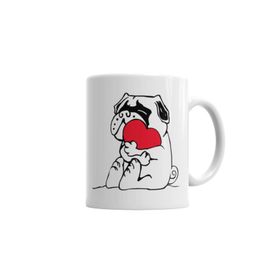 Baskı Dükkanı KB3279 Sevimli Aşk Pug Köpek Porselen Kupa Bardak