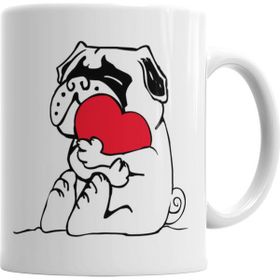 Baskı Dükkanı KB3279 Sevimli Aşk Pug Köpek Porselen Kupa Bardak