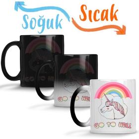 Baskı Dükkanı KB3353 Unicornio Go To Hell Porselen Kupa Bardak