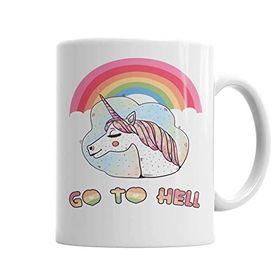 Baskı Dükkanı KB3353 Unicornio Go To Hell Porselen Kupa Bardak