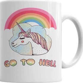 Baskı Dükkanı KB3353 Unicornio Go To Hell Porselen Kupa Bardak