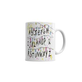 Baskı Dükkanı KB3393 Stranger Things Alphabet Christmas Lights Porselen Kupa Bardak