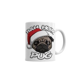 Baskı Dükkanı KB3475 Bah Hum Pug Christmas Köpek Porselen Kupa Bardak