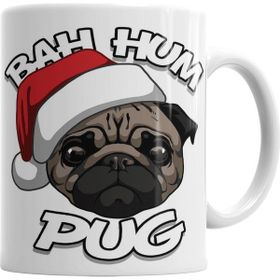 Baskı Dükkanı KB3475 Bah Hum Pug Christmas Köpek Porselen Kupa Bardak
