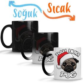 Baskı Dükkanı KB3475 Bah Hum Pug Christmas Köpek Porselen Kupa Bardak