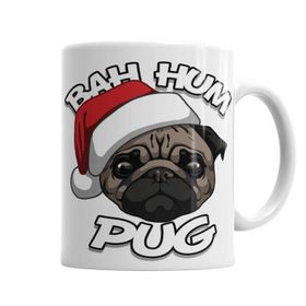 Baskı Dükkanı KB3475 Bah Hum Pug Christmas Köpek Porselen Kupa Bardak