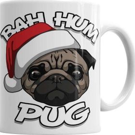 Baskı Dükkanı KB3475 Bah Hum Pug Christmas Köpek Porselen Kupa Bardak