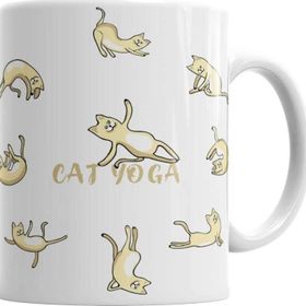 Baskı Dükkanı KB3600 Cat Yoga Köpek Porselen Kupa