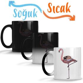 Baskı Dükkanı KB3614 Flamingo Pug Köpek Porselen Kupa Bardak