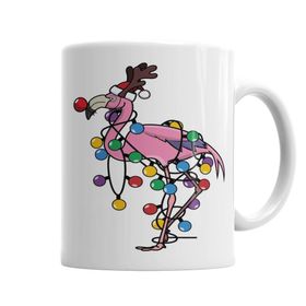 Baskı Dükkanı KB3624 Festive Flamingo Porselen Kupa Bardak