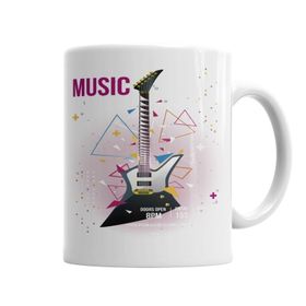 Baskı Dükkanı KB3642 Estampa Branca Rock In Roll Porselen Kupa Bardak