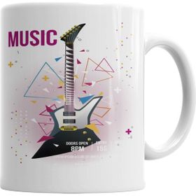 Baskı Dükkanı KB3642 Estampa Branca Rock In Roll Porselen Kupa Bardak
