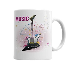 Baskı Dükkanı KB3642 Estampa Branca Rock In Roll Porselen Kupa Bardak