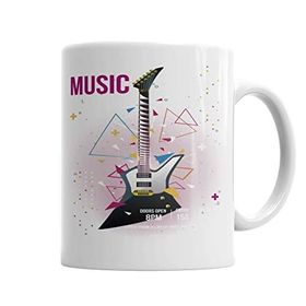 Baskı Dükkanı KB3642 Estampa Branca Rock In Roll Porselen Kupa Bardak