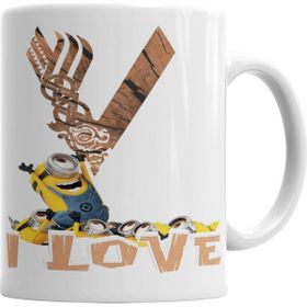 Baskı Dükkanı KB3705 I Love Vikings Minions Porselen Kupa Bardak