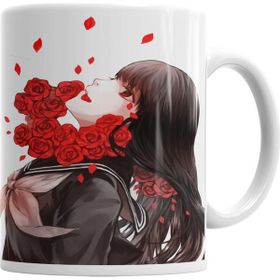 Baskı Dükkanı KB3782 Girl Rose Porselen Kupa Bardak