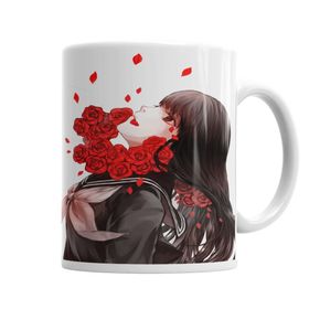Baskı Dükkanı KB3782 Girl Rose Porselen Kupa Bardak