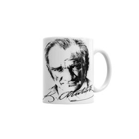 Baskı Dükkanı KB38 Atatürk Imzalı Porselen Kupa Bardak