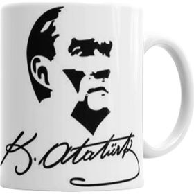 Baskı Dükkanı KB38 Atatürk Imzalı Porselen Kupa Bardak
