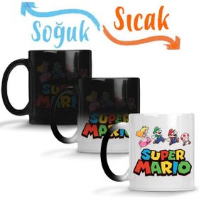 Baskı Dükkanı KB3853 Süper Mario Kombi Mario Porselen Kupa Bardak