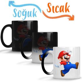Baskı Dükkanı KB3853 Süper Mario Kombi Mario Porselen Kupa Bardak