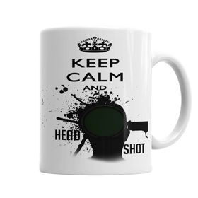 Baskı Dükkanı KB3857 Keep Calm And Head Shot Porselen Kupa Bardak
