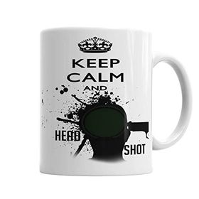 Baskı Dükkanı KB3857 Keep Calm And Head Shot Porselen Kupa Bardak