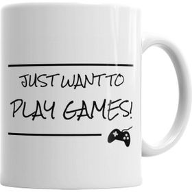 Baskı Dükkanı KB3869 Just Want To Play Games Porselen Kupa Bardak