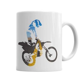 Baskı Dükkanı KB3902 Motocross Motorsiklet Porselen Kupa Bardak
