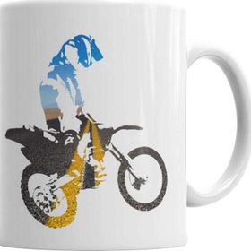Baskı Dükkanı KB3902 Motocross Motorsiklet Porselen Kupa Bardak