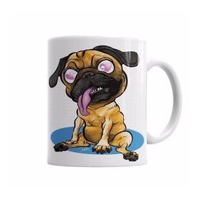 Baskı Dükkanı KB4001 Köpek Pug Love Porselen Kupa Bardak