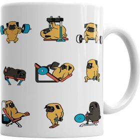 Baskı Dükkanı KB4002 Pug Köpek Spor Günü Porselen Kupa Bardak