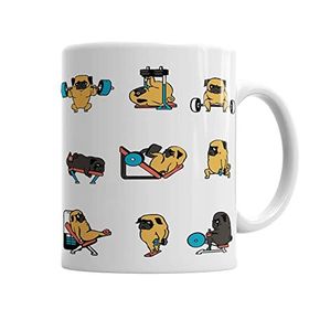 Baskı Dükkanı KB4002 Pug Köpek Spor Günü Porselen Kupa Bardak