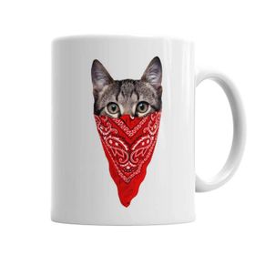 Baskı Dükkanı KB408 Gangster Cat Kedi Porselen Kupa Bardak