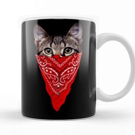 Baskı Dükkanı KB408 Gangster Cat Kedi Porselen Kupa Bardak