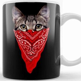 Baskı Dükkanı KB408 Gangster Cat Kedi Porselen Kupa Bardak
