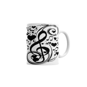 Baskı Dükkanı KB41 Aşk Müzik Nota Porselen Kupa Bardak